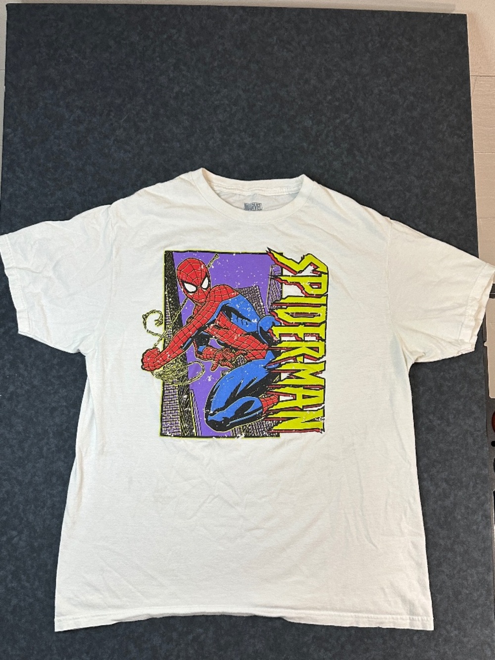 Marvel Spider-Man White Graphic T Shirt Size Large